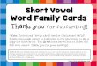 Find even MORE Short Vowel Word Family Cards Subscriber 