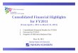 Consolidated Financial Highlights for FY2011