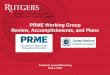 PRME Working Group Review, Accomplishments, and Plans