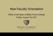 New Faculty Orientation - Wake Forest University