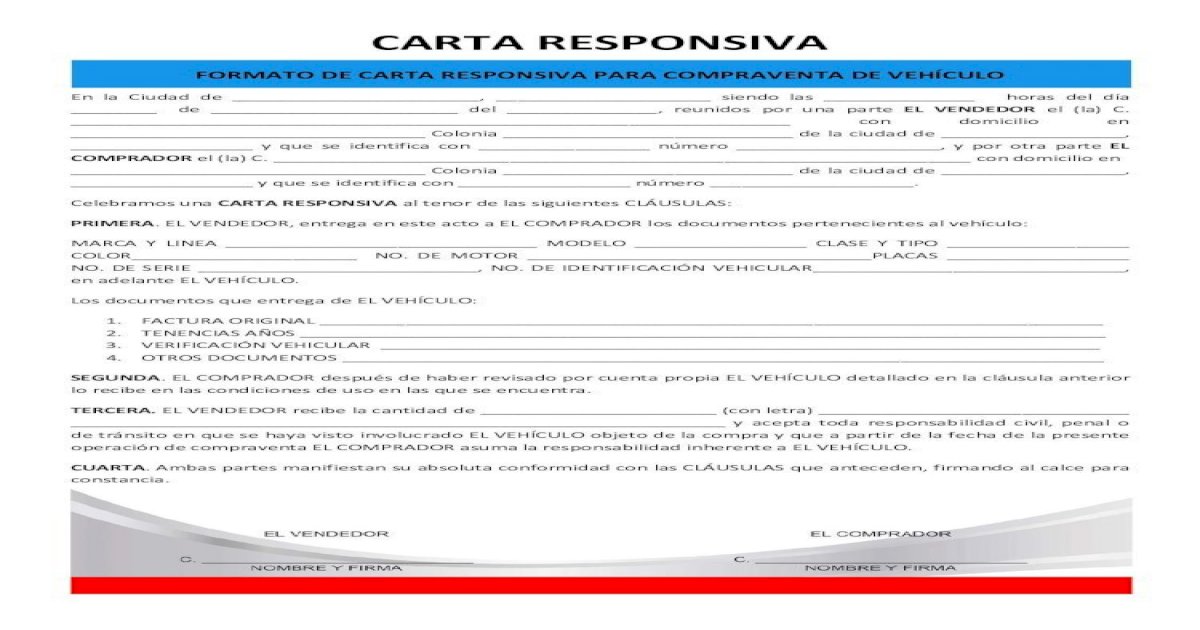 Pdf Formato Carta Responsiva Compraventa Vehiculo Pdfslidenet