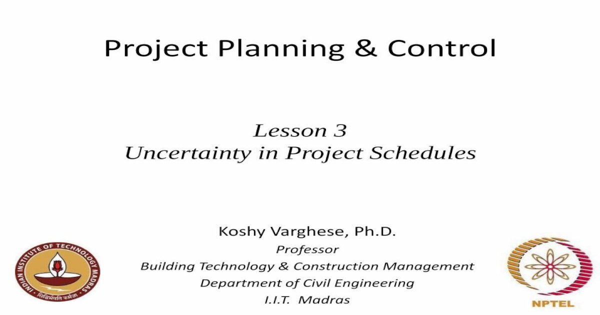 project planning and control nptel assignment 3