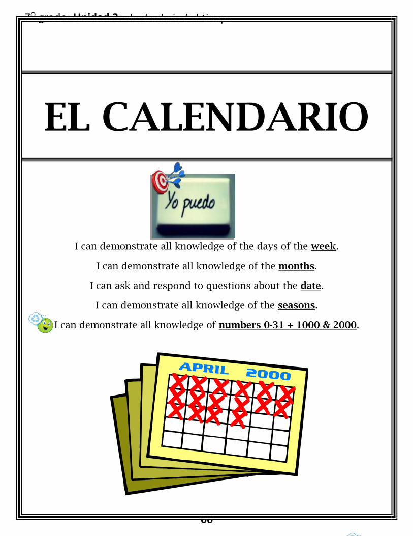 (PDF) EL CALENDARIO · 7O grado Unidad 3 el calendario / el