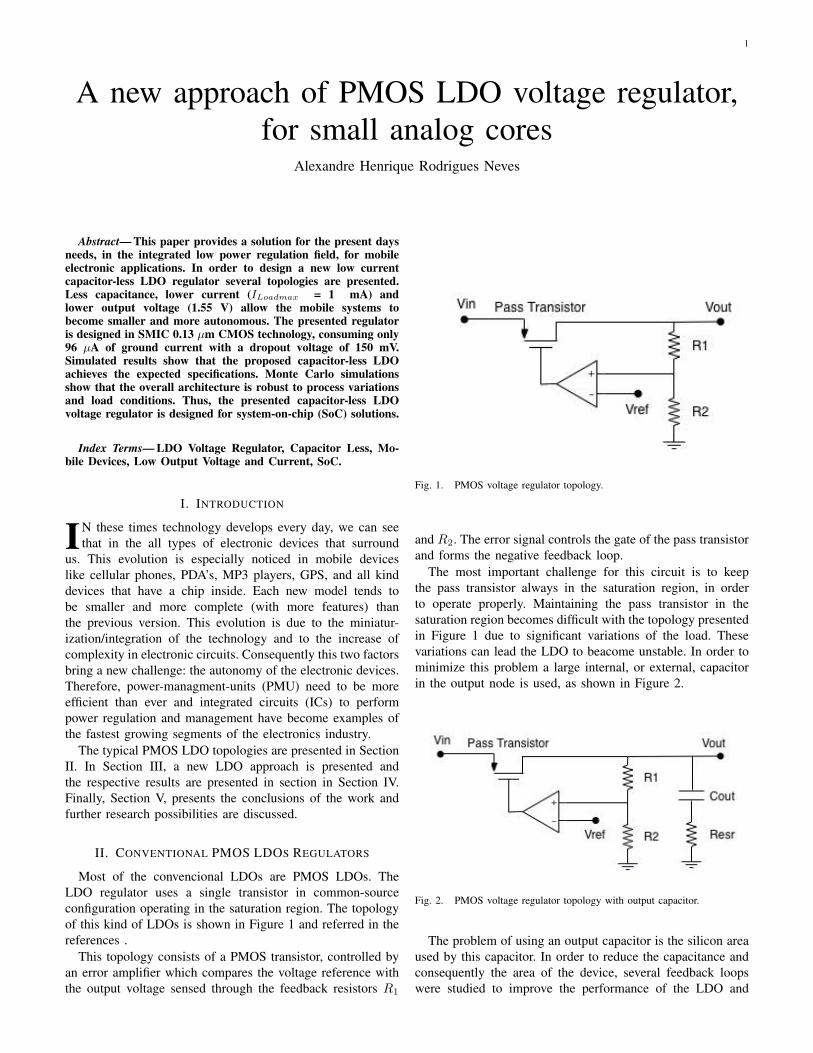 (PDF) A new approach of PMOS LDO voltage regulator, for small ... · of ...