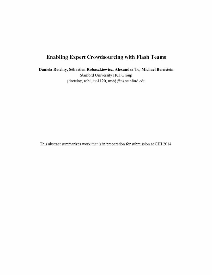 Pdf Enabling Expert Crowdsourcing With Flash Teams€¦ · 35 Our