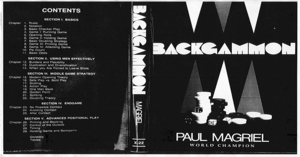 backgammon by paul magriel pdf to excel
