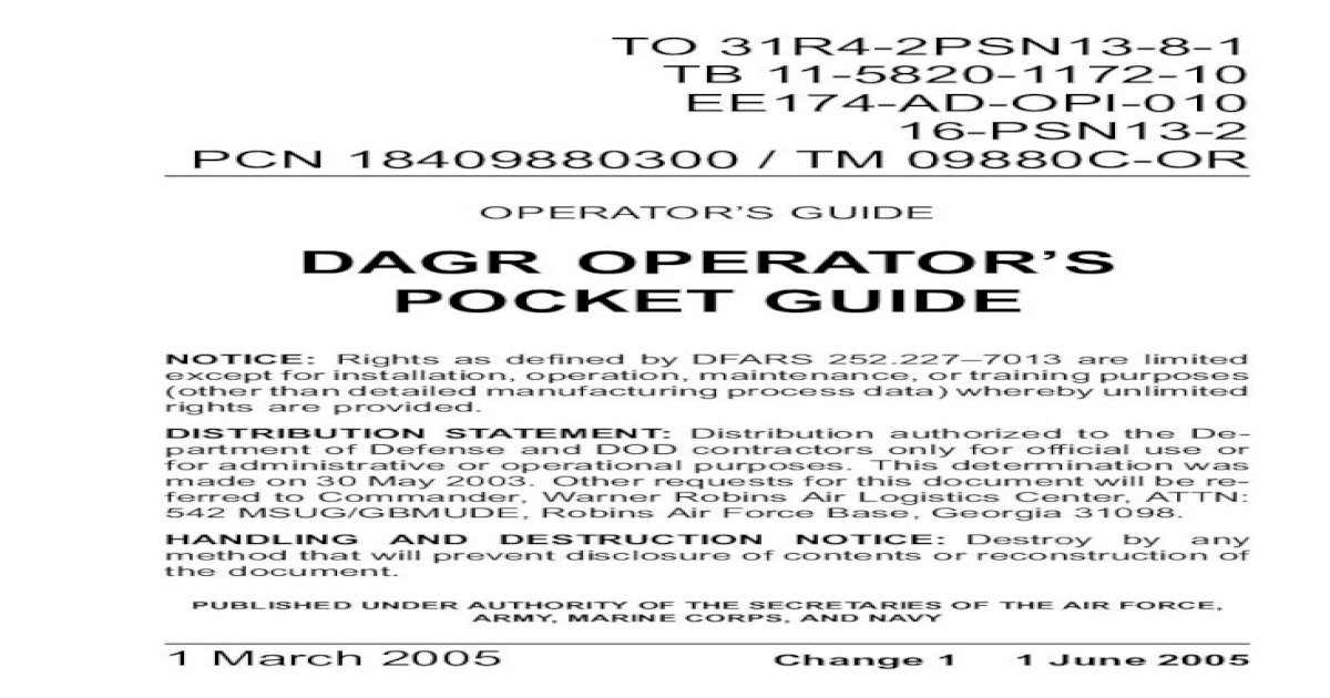 DAGR Operator's Pocket Guide - Chemical ??DAGR OPERATOR’S POCKET GUIDE