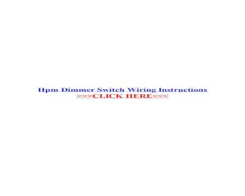 Hpm Dimmer Switch Wiring Instructions